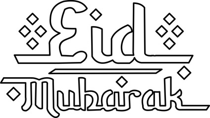Eid Mubarak Typography Outline 