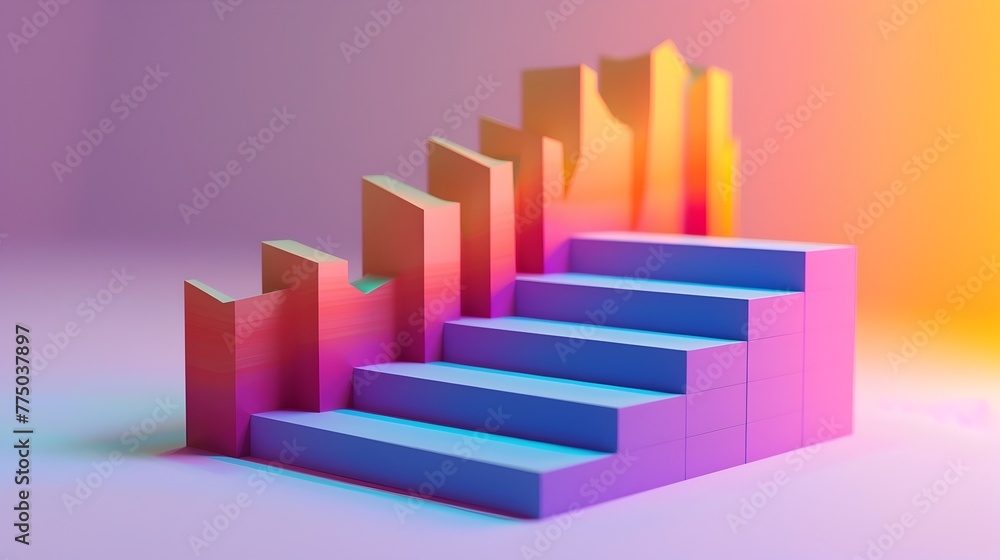 Poster stacked 3d area charts visualizing business data trends over time