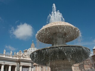 Closeup shot of one of the twin fountains in St Peter's Square in the Vatican