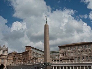 Ancient Egyptian Obelisk at St Peter's Square on a sunny day in the Vatican