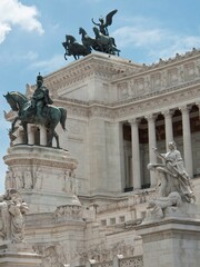 Vertical shot of the famous Equestrian statue of Vittorio Emanuele II monument in Rome, Italy