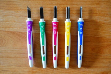 小学4年生が学校の図工授業で使うために購入した5本セットの彫刻刀。