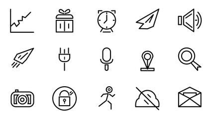 Flat set of line icons black website and mobile apps
vector 