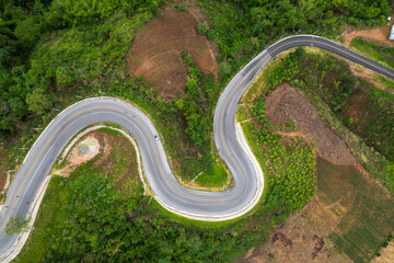 The Phu Kao Ngom curved road in north Thailand - 775039875