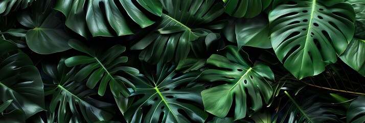 Fototapeta na wymiar green leafs background HD elegant for banner aspect ratio 3:1