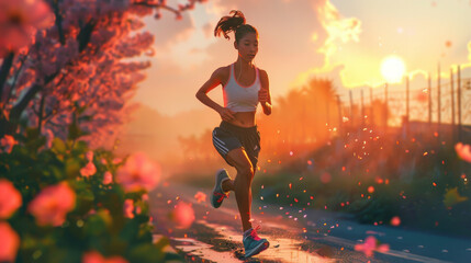 woman running in the sunset