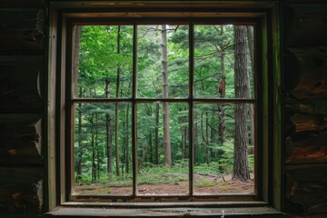 Fototapeta na wymiar Trees seen through window