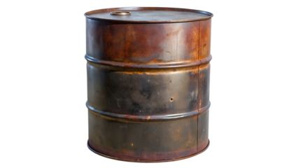 Old Metal Oil Barrel on White Background
