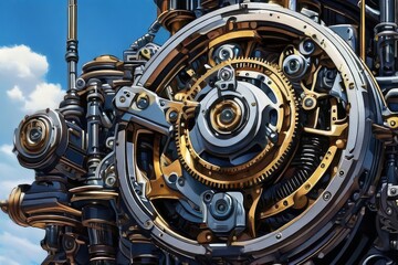 Fototapeta premium frame resembling an intricate clock mechanism, frozen in time.