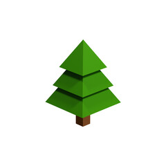 3D Low poly tree simple icon