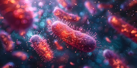 Microscopic Probiotic Bacteria: Essential for Digestion and Gut Health. Concept Health Benefits, Gut Microbiome, Probiotic Supplements, Digestive System, Microscopic Organisms