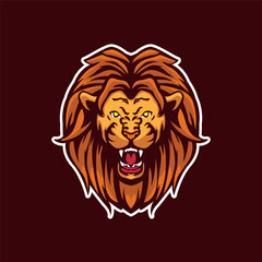 Angry Lion head mascot logo illustration sports or team 