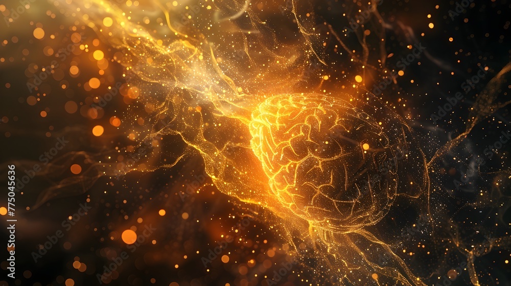 Poster luminous neural network expanding into the vast universe,representing innovation and interconnectedn