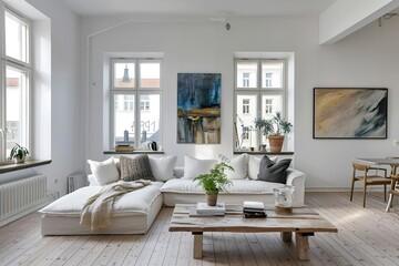 Fototapeta na wymiar Minimal Scandinavian Living room mockup