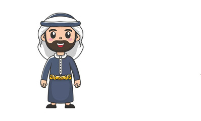 Arab man cartoon character on white background