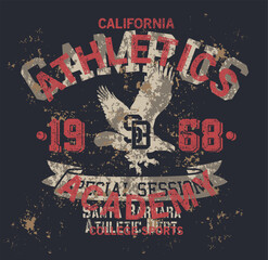 California athletic academy college sport grunge vintage vector print. for boy man sport wear t shirt sweatshirt - 775047671