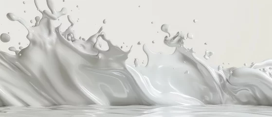 Selbstklebende Fototapeten A 3D abstract liquid splash of white milk isolated on a light background © Mark