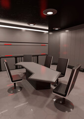 3D Rendering Science Fiction Meeting Room