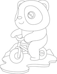 Panda Bicycle Animal Vector Graphic Art Illustration