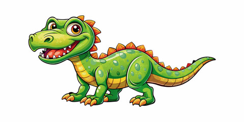 Obraz premium A Cartoon Style Happy Dinosaur Isolated on a White Background