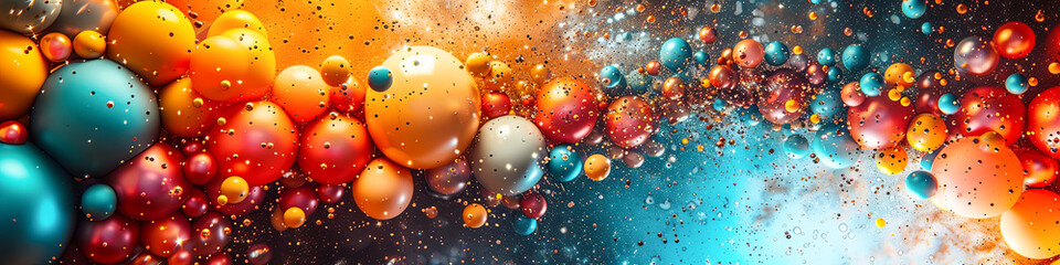 free space on the left corner for title banner with a colorful balloons - obrazy, fototapety, plakaty