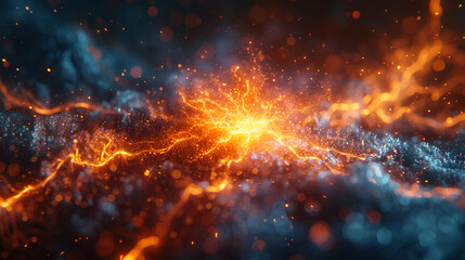 close up Moment of Proton Particle Collision. AI generative