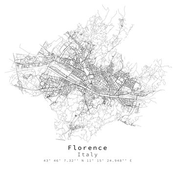 Florence,Italy Urban detail Streets Roads Map  ,vector element template image