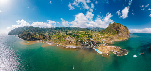 Aerial view of Porto da Cruz Madeira Portugal - 775051865