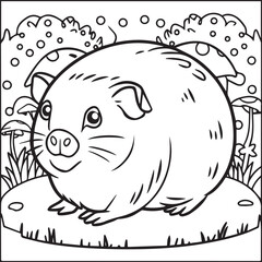 Guinea pig coloring pages. Guinea pig outline vector for kids coloring book