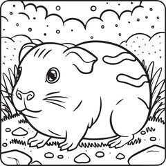 Guinea pig coloring pages. Guinea pig outline vector for kids coloring book