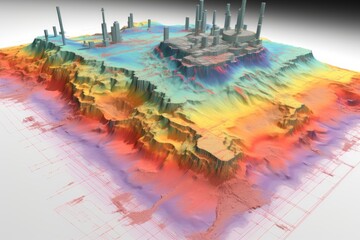 Search for places for oil production. A cross section of the earth. Oil production. Layers of soil. 3d illustration