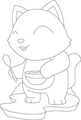 Obraz premium Cat Bowl Food Animal Vector Graphic Art Illustration