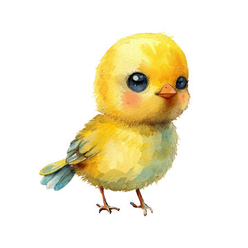 cute chick vector illustration in watercolor style