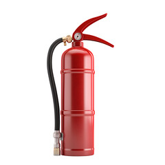 One red fire extinguisher isolated on transparent background Generative Ai