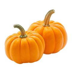 Obraz premium Two fresh orange pumpkins isolated on transparent background Generative Ai