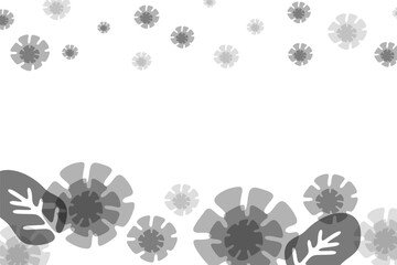 モノクロの抽象的な花の背景イラスト