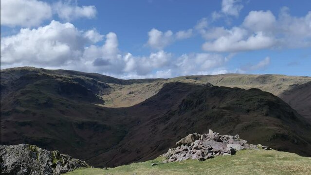 Time lapse of clouds flying over Cumbrian fells in spring.