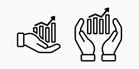 Vector isolated Graph in hands icon set