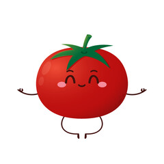 Cute tomato character design. Happy vegetable vector illustration. Cartoon tomato flat design for children books.