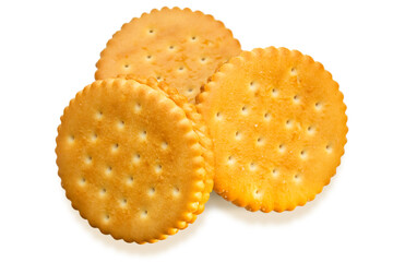 Three cracker cookies isolated on a white background.