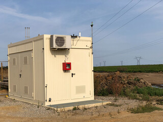 Electrical transformer station supplying a methanizer in Picardy Saint-Leu-d'Esserent Hauts-de-France France. - 775058047