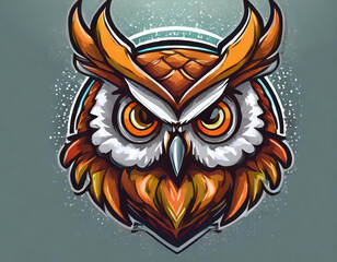 Drawing of a brave owl, staring. colorful imitating cartoon and vector style.