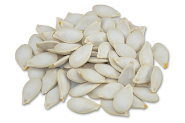 Hill of pumpkin seeds isolated on transparent background.