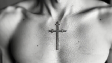 Mark of the Lord Jesus Christ on the Body - Christian Cross Symbolizing the Body as The Holy Temple of God and His Protection