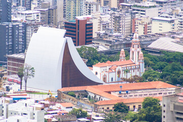 Aerial view of national pantheon and Simon Bolivar Mausoleum. Caracas city, Venezuela.