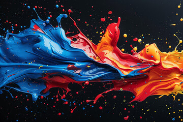 Splattered paint dynamics, action art, vibrant impacts