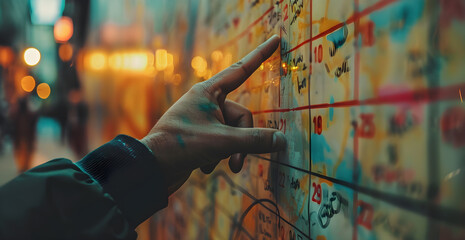 a hand pointing to a calendar on a wall Ultradefined