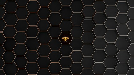 A stylized representation of a honeybee highlights the singular beauty and geometric harmony of the hive in a sleek, monochromatic design.