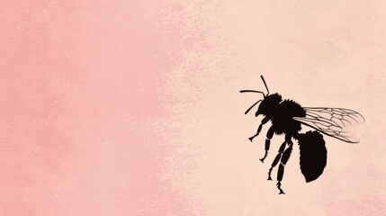 A stark bee silhouette set against a textured rosy backdrop, creating a minimalist statement piece for World Bee Day themes.