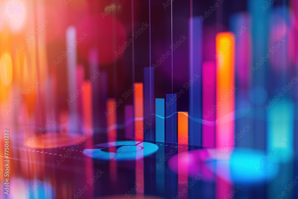 Poster abstract colorful background with graphs and lights. slide background for a presentation on marketin